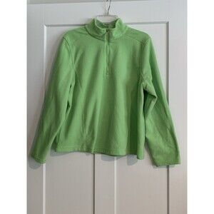 IZOD Women's Half Zip Performance Fleece Golf Pullover Jacket Top Melon Green XL